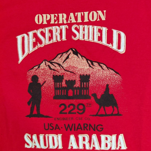 VINTAGE Operation Desert Shield Saudi Arabia T Shirt Size Large - Picture 2 of 4